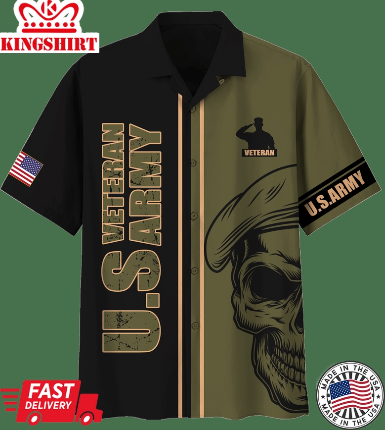 Us Army Skull Hawaiian Shirt, Best Gift For Veterans