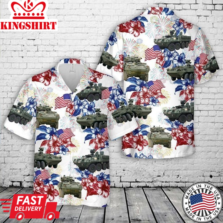 Us Army Stryker Tank Flag Trendy Hawaiian Shirt