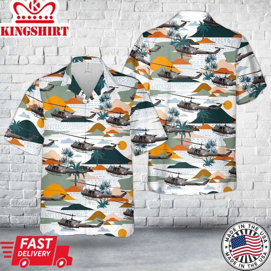 Us Army Uh-1 Huey Medevac Trendy Hawaiian Shirt