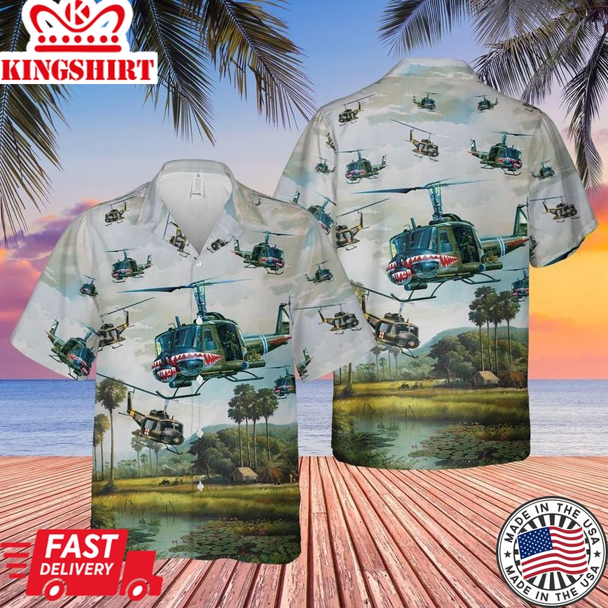 US Army UH-1 Iroquois Huey Trendy Hawaiian Shirt: Military-inspired Apparel