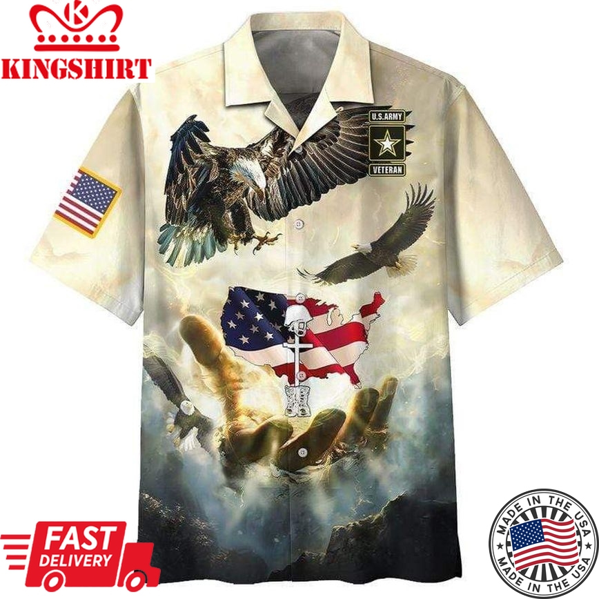 Us Army Veteran Trendy Hawaiian Shirt Eagle Fly Memorial Day Aloha Trendy Hawaiian Shirts