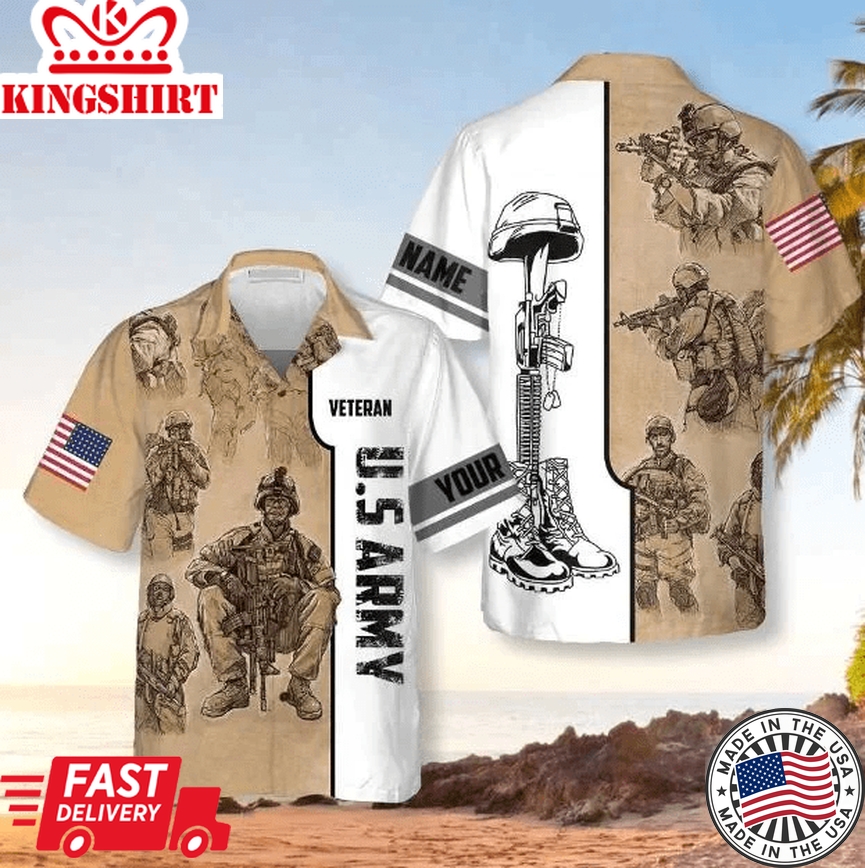 Us Army Veteran Vintage Personalized Trendy Hawaiian Shirt