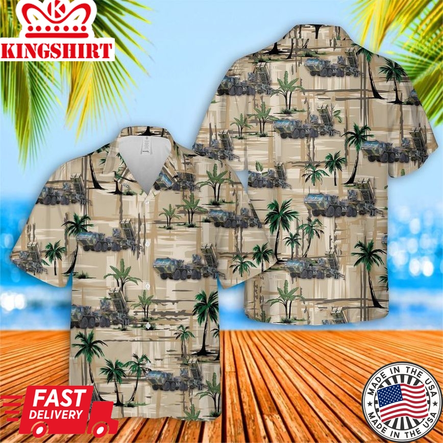 Us Hemtt M983A2 Tractor & Patriot Pac-3 Launching Station Trendy Hawaiian Shirt