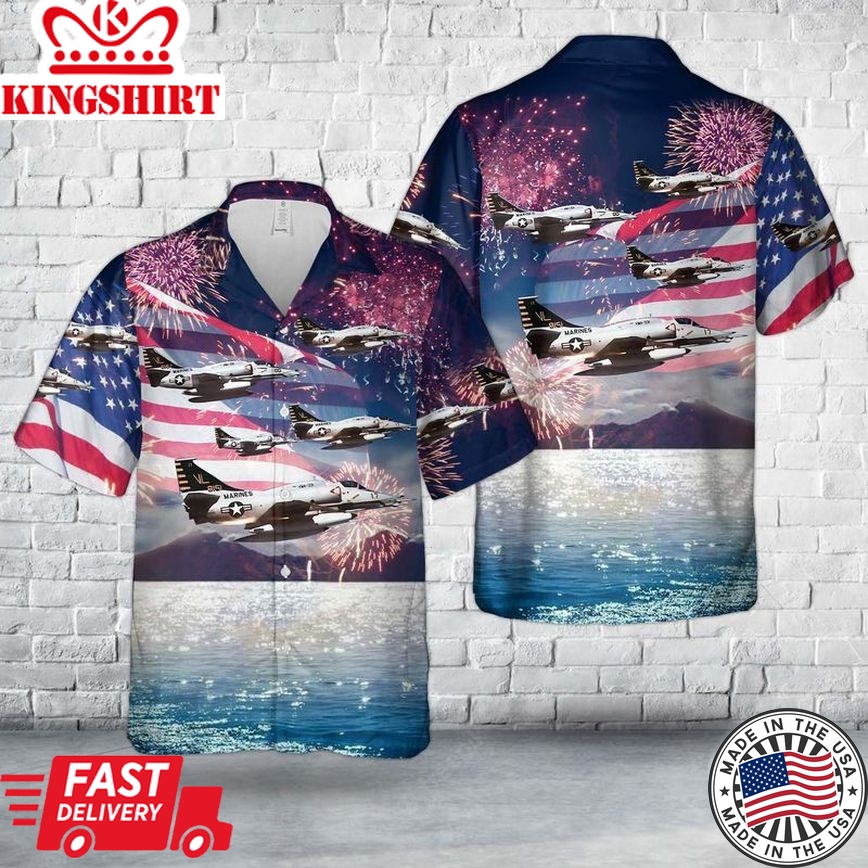 Us Marine Corps A-4M Skyhawks From Marine Squadron Vma-331, 4Th Of July Trendy Hawaiian Shirt