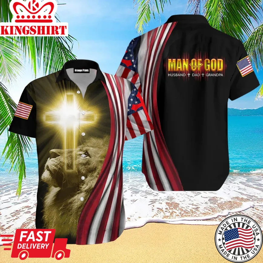 Us Marine Lion Man Of God Trendy Hawaiian Shirt For