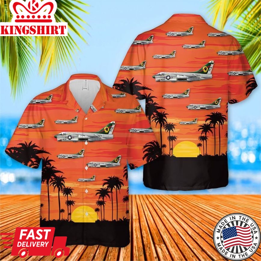 Us Navy A7E Corsair Ii Of Va-25 Trendy Hawaiian Shirt, Short Sleeve Trendy Hawaiian Shirt For Men