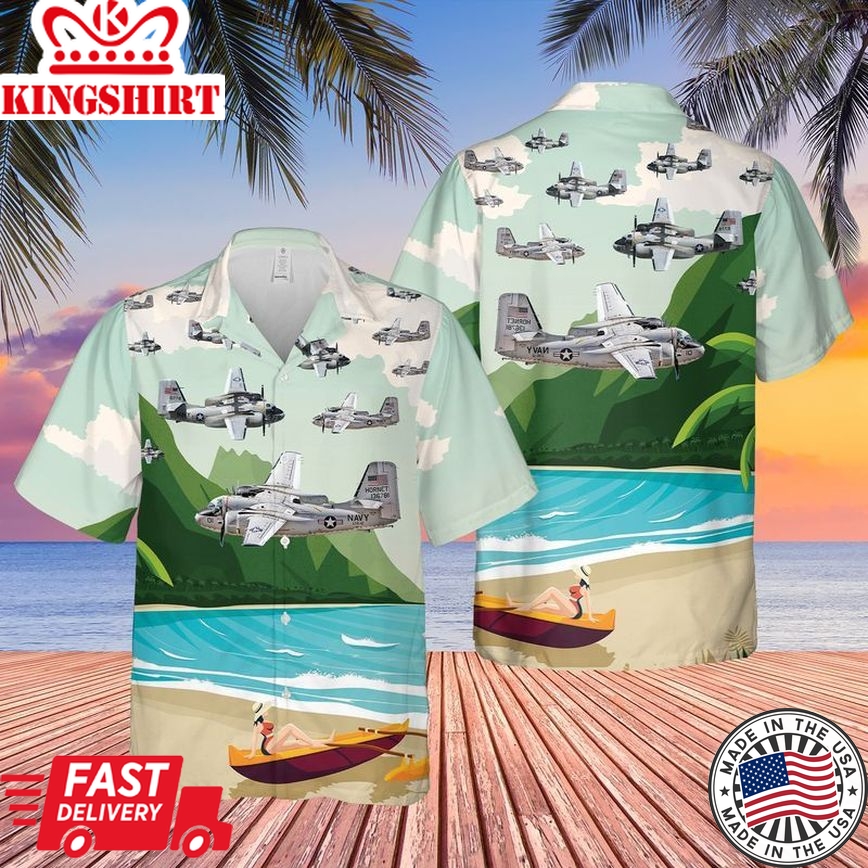 Us Navy Grumman C-1 Trader Cod Vrc-50 Trendy Hawaiian Shirt, Short Sleeve Trendy Hawaiian Shirt For Men