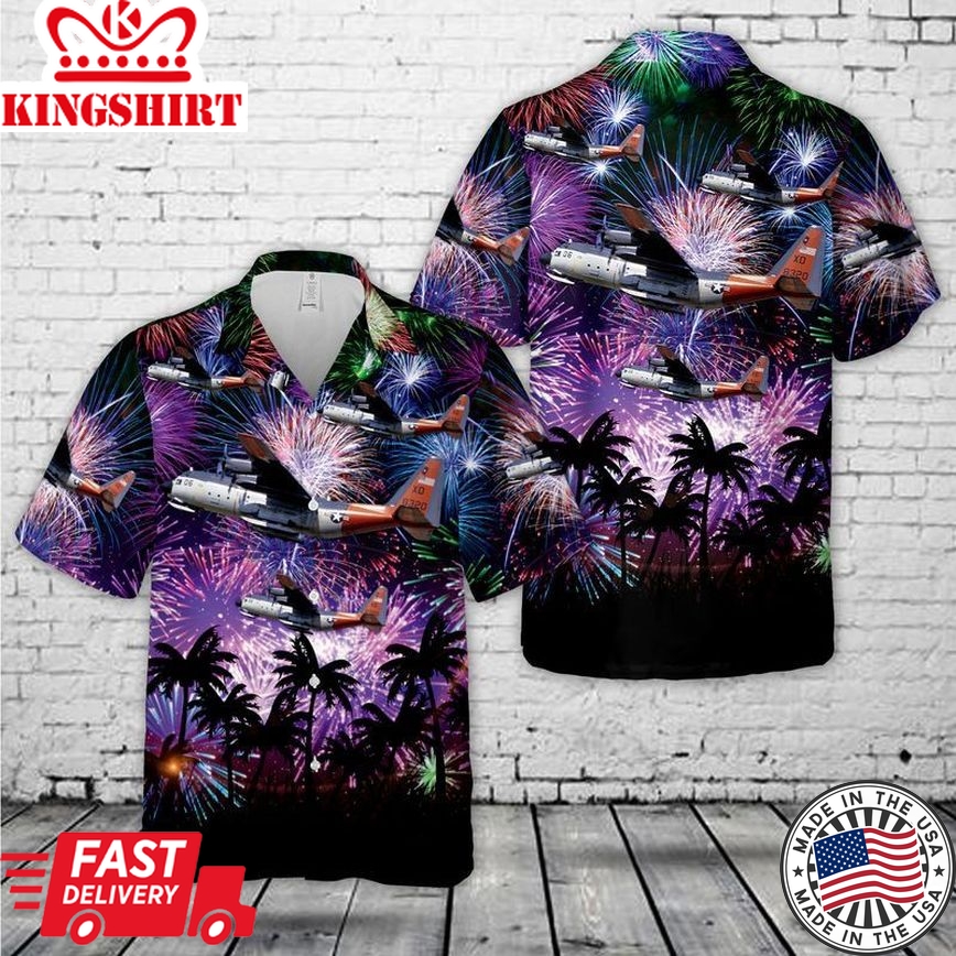 Us Navy Lockheed Lc-130F Hercules (L-282), 4Th Of July Trendy Hawaiian Shirt, Short Sleeve Trendy Hawaiian Shirt For Men