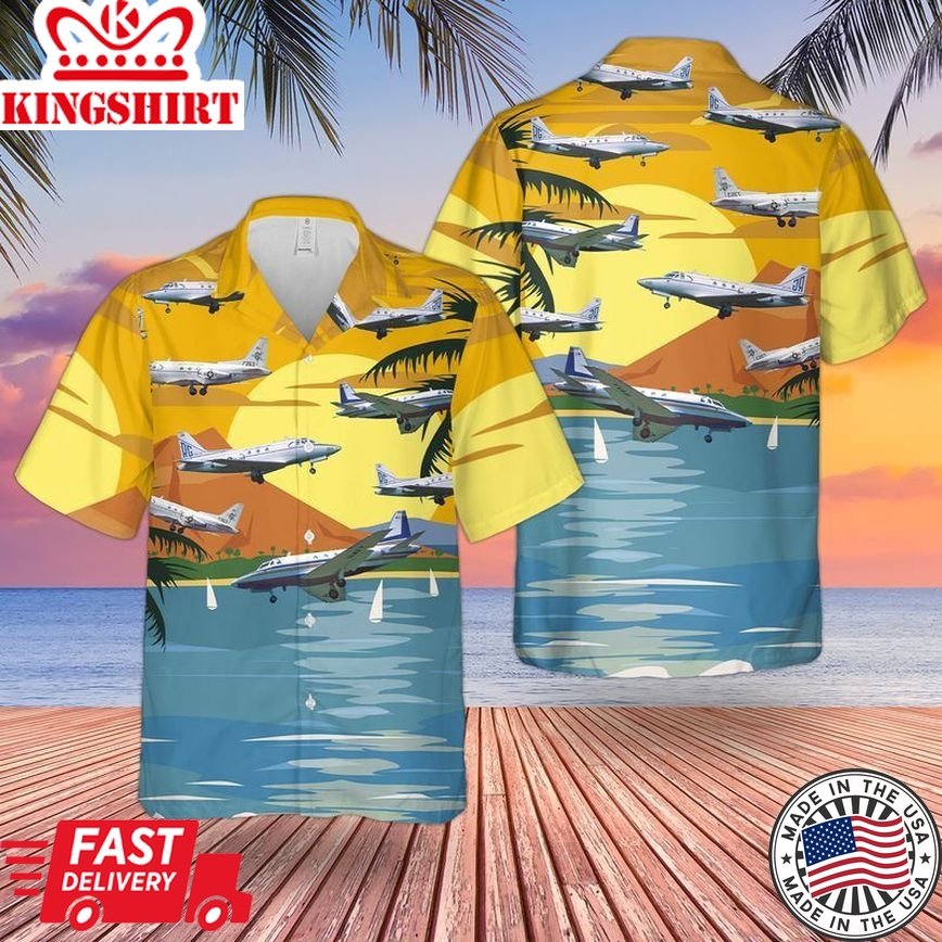 Us Navy North American Sabreliner Ct-39 Vcr-50 Trendy Hawaiian Shirt, Short Sleeve Trendy Hawaiian Shirt For Men