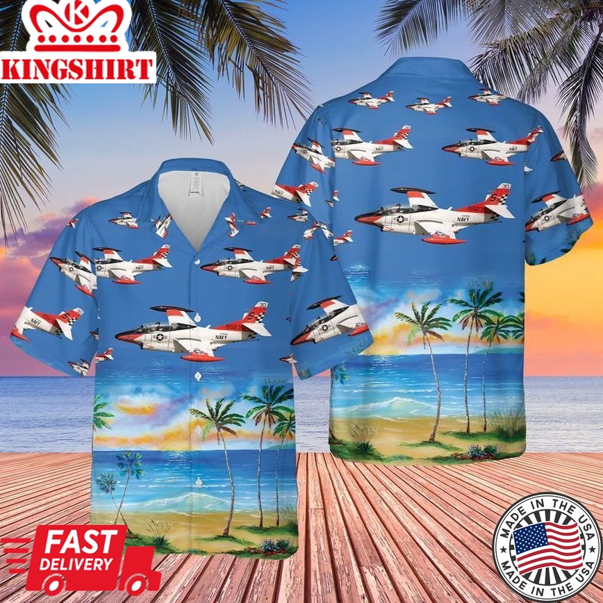 Us Navy North American T-2C Buckeye Trendy Hawaiian Shirt, Hawaii Shirt For Men