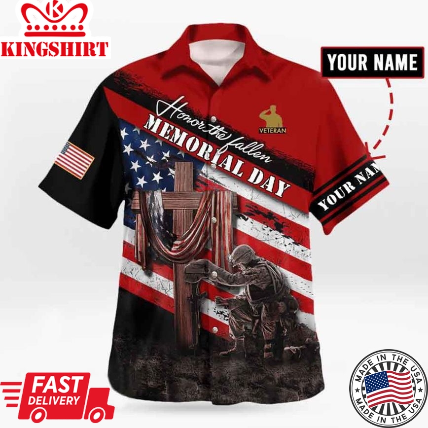 Us Veteran Memorial &8216;Honor The Fallen - Memorial Day' Trendy Hawaiian Shirt, Gift For Veteran