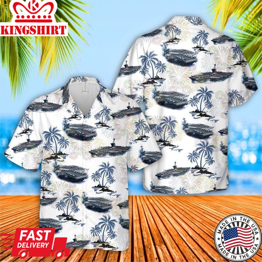 Uss Theodore Roosevelt (Cvn-71) 4Th Of July Trendy Hawaiian Shirt, Patriotic Trendy Hawaiian Shirt For Men