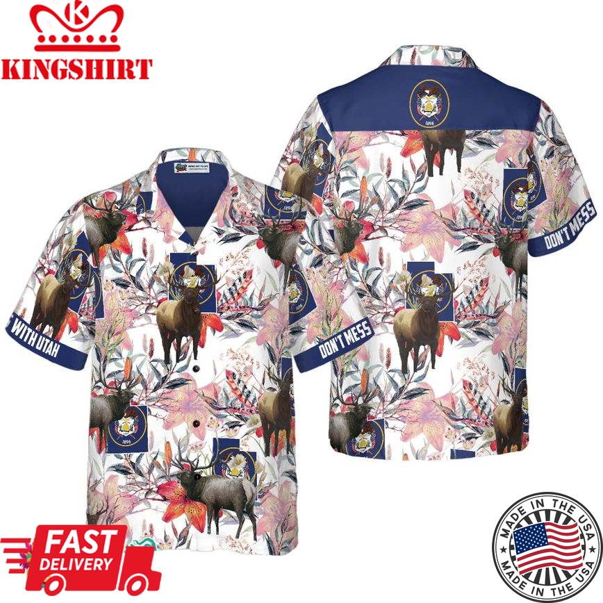 Utah Elk And The Sego Lily Hawaiian Shirt