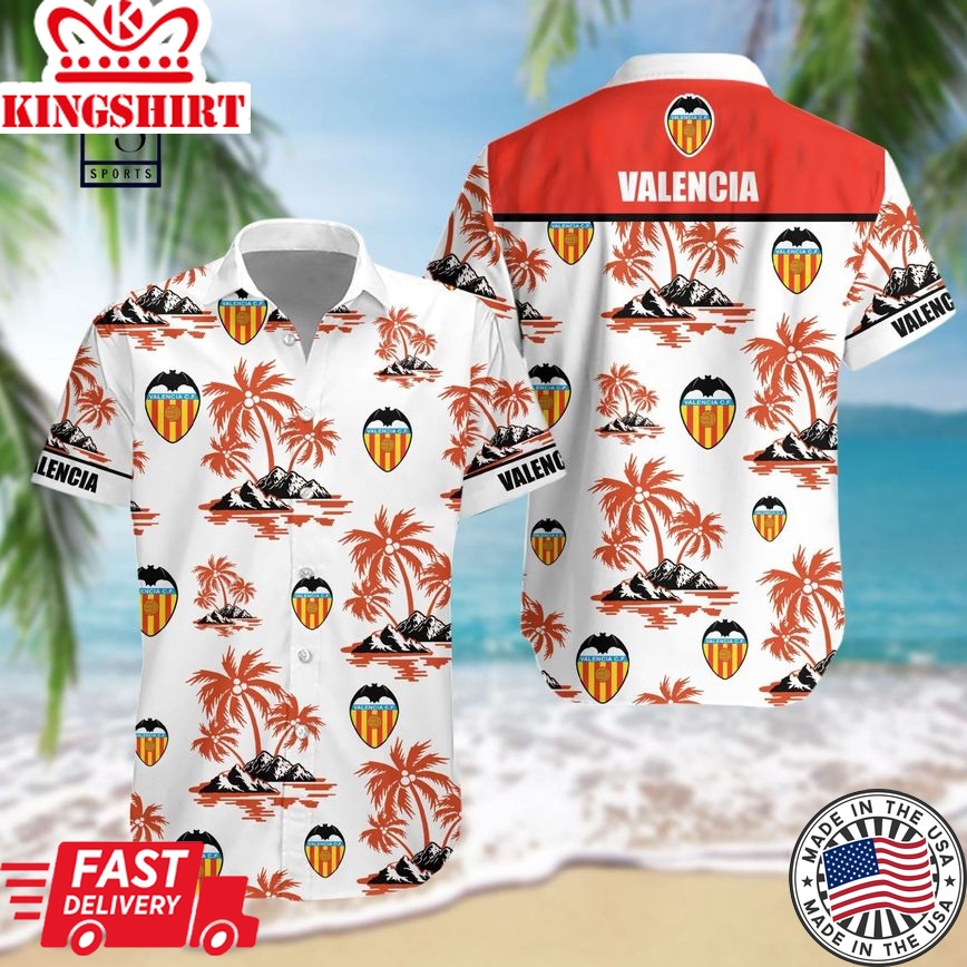 Valencia Cf Coconut Tree White Red Trendy Hawaiian Shirt Aloha Shirt