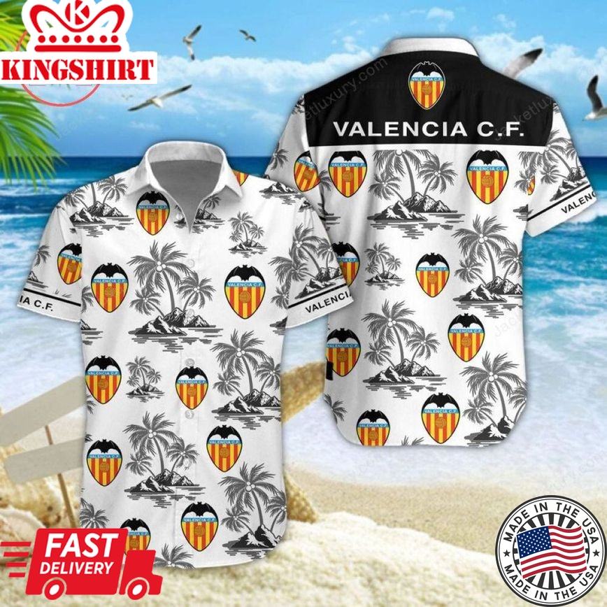 Valencia Cf White Black Trendy Hawaiian Shirt Aloha Shirt