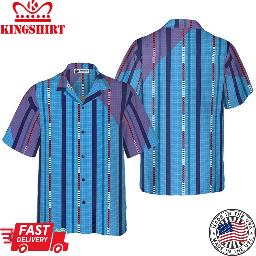 Vertical Swimming Pool Pattern Hawaiian Shirt