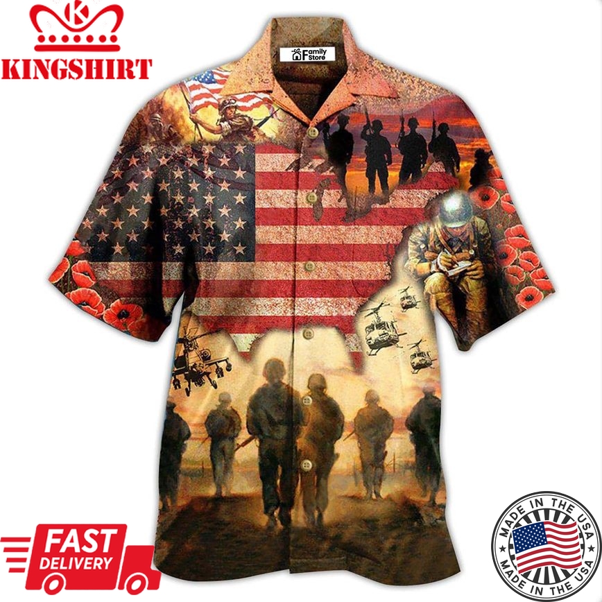 Veteran Blood Sweat And Tear America Flag - Hawaiian Shirt