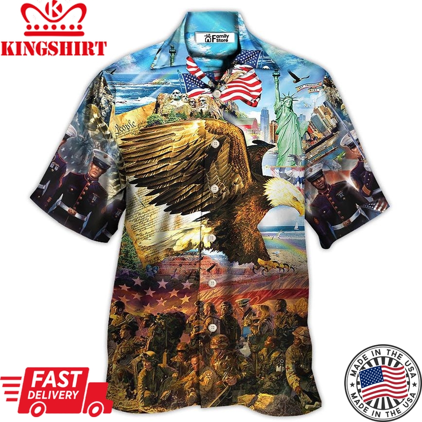 Veteran Call To Colors Freedom With Eagle - Hawaiian Shirt