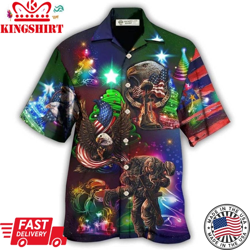 Veteran Christmas Merry Christmas Scaried Style Hawaiian Shirt