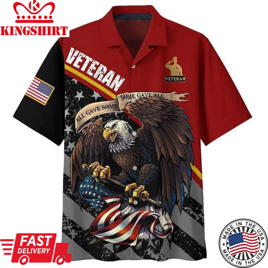 Veteran Hawaii Shirt Eagle Red Hawaii Shirt Cool Veteran Aloha Shirt Veteran Apparel2023