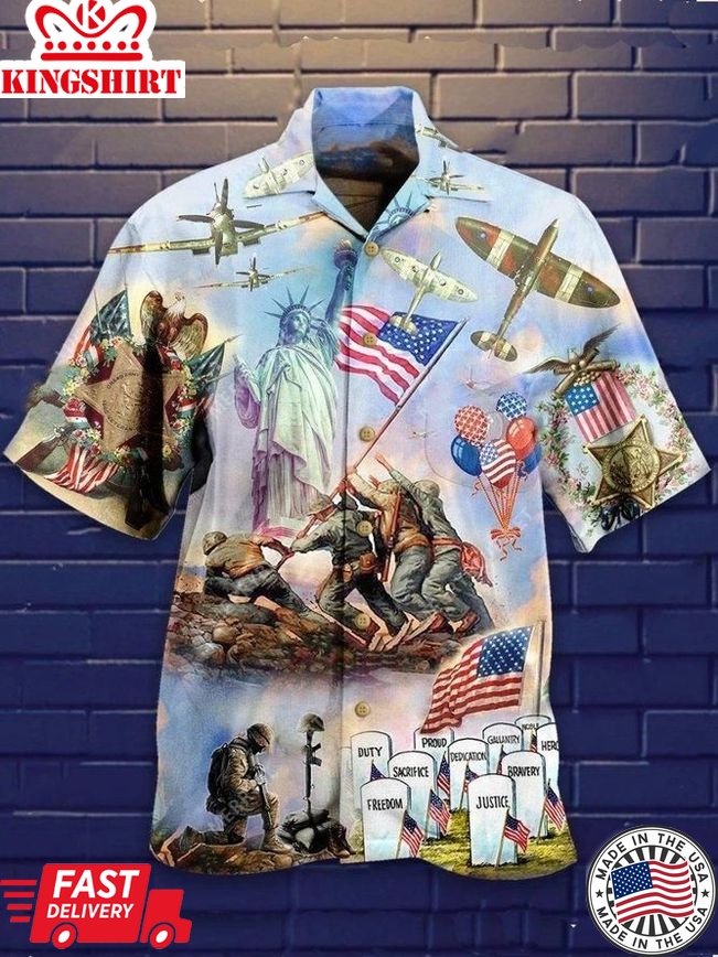 Veteran Hawaiian Shirt Happy Independence Day Aloha Shirt Veteran Aloha Shirt