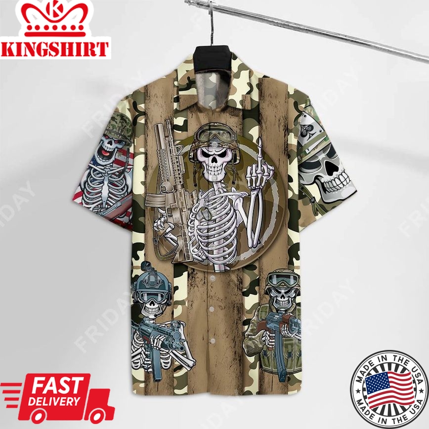 Veteran Hawaiian Shirt Skull Soldier Aloha Shirt Veteran Apparel Military Hawaii Shirt