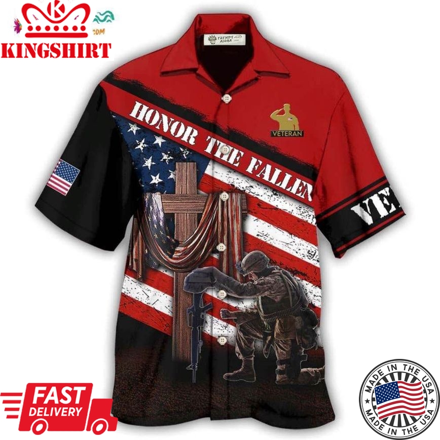 Veteran Honor The Fallen Memory With Cross Hawaiian Shirt