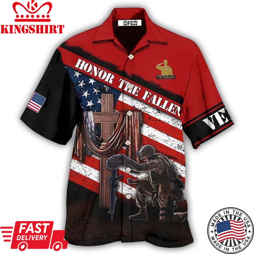 Veteran Honor The Fallen Memory With Cross - Hawaiian Shirt