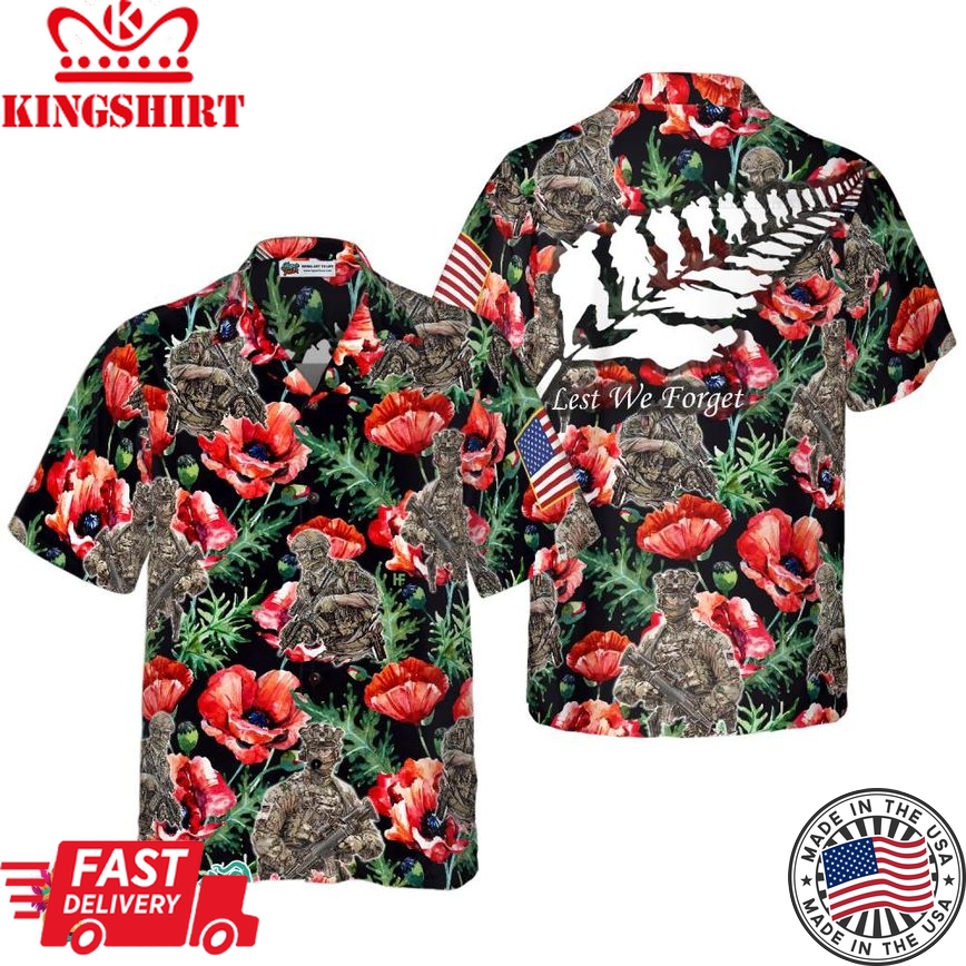 Veteran Less We Forget Hawaiian Shirt