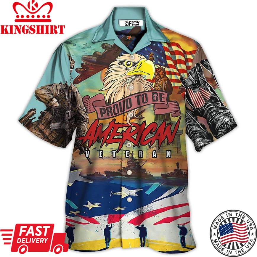 Veteran Proud To Be An American Freedom And Eagle Style - Hawaiian Shirt