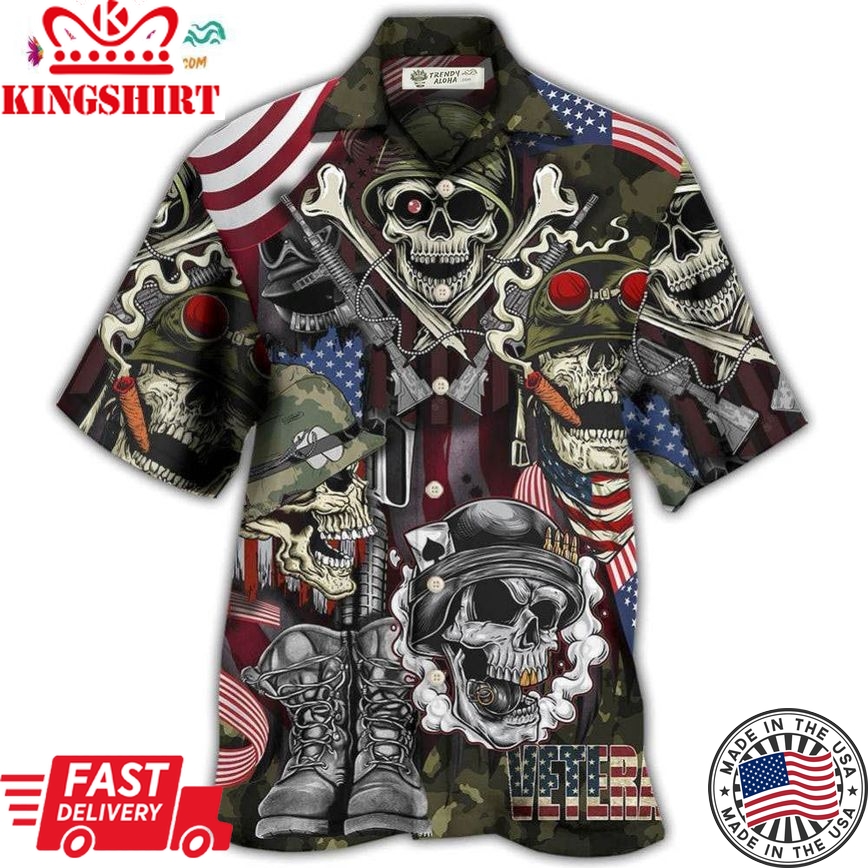 Veteran Skull War Art Hawaiian Shirt