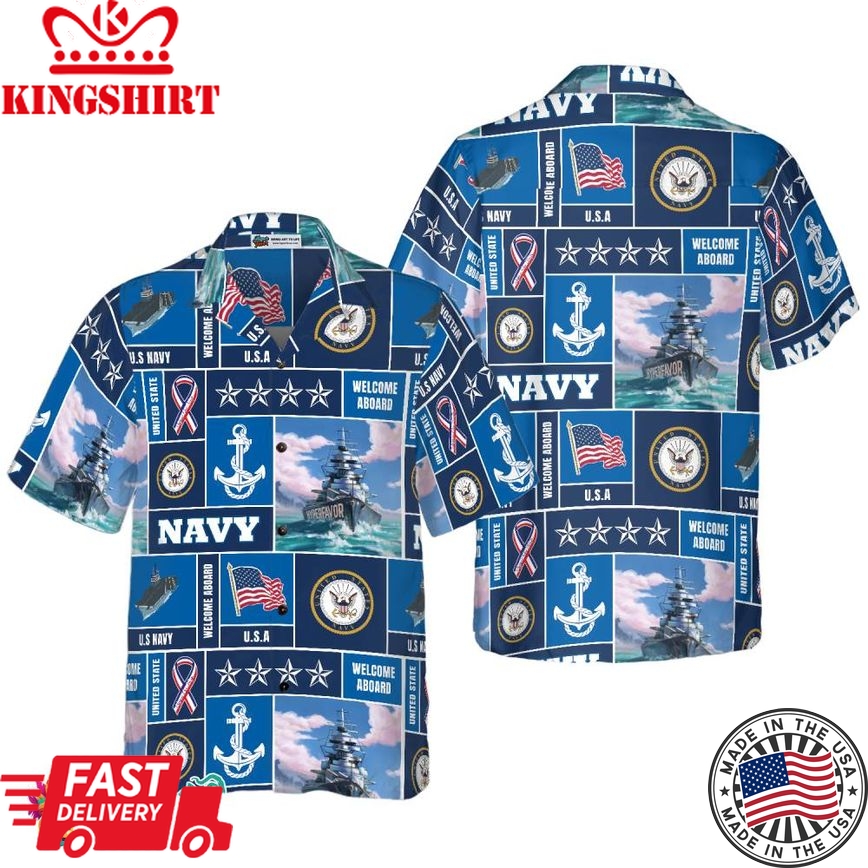 Veteran Soldier Us Navy Welcome To Aboard Hawaiian Shirt