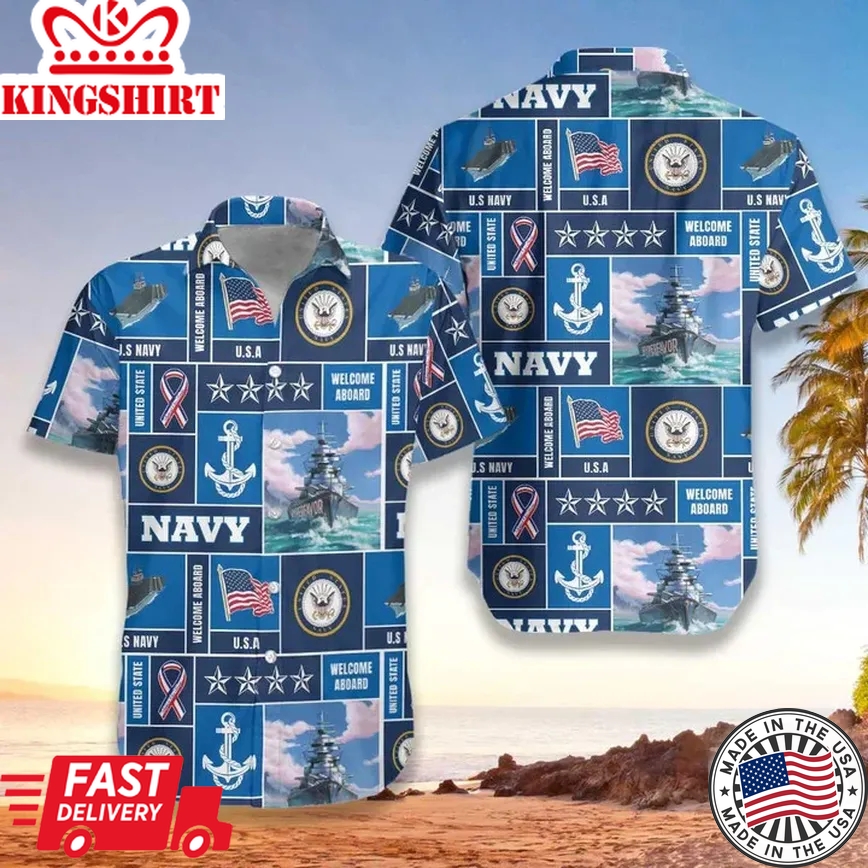 Veteran Soldier Us Navy Welcome To Aboard Trendy Hawaiian Shirt