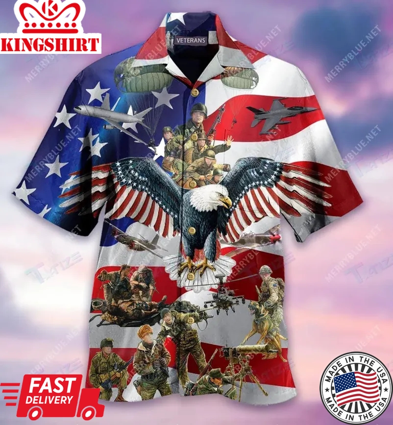 Veteran Trendy Hawaiian Shirt Veteran Independence Day 4Th Of July Hawaii Aloha Shirt