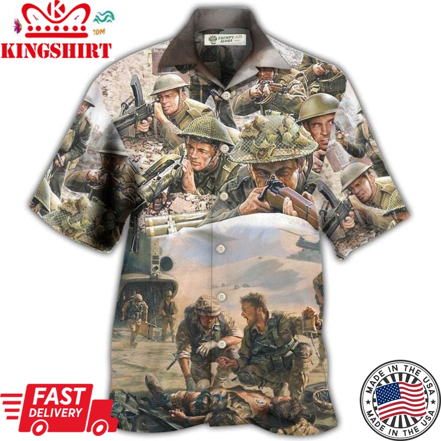 Veteran War Painting Fighting Together Hawaiian Shirt