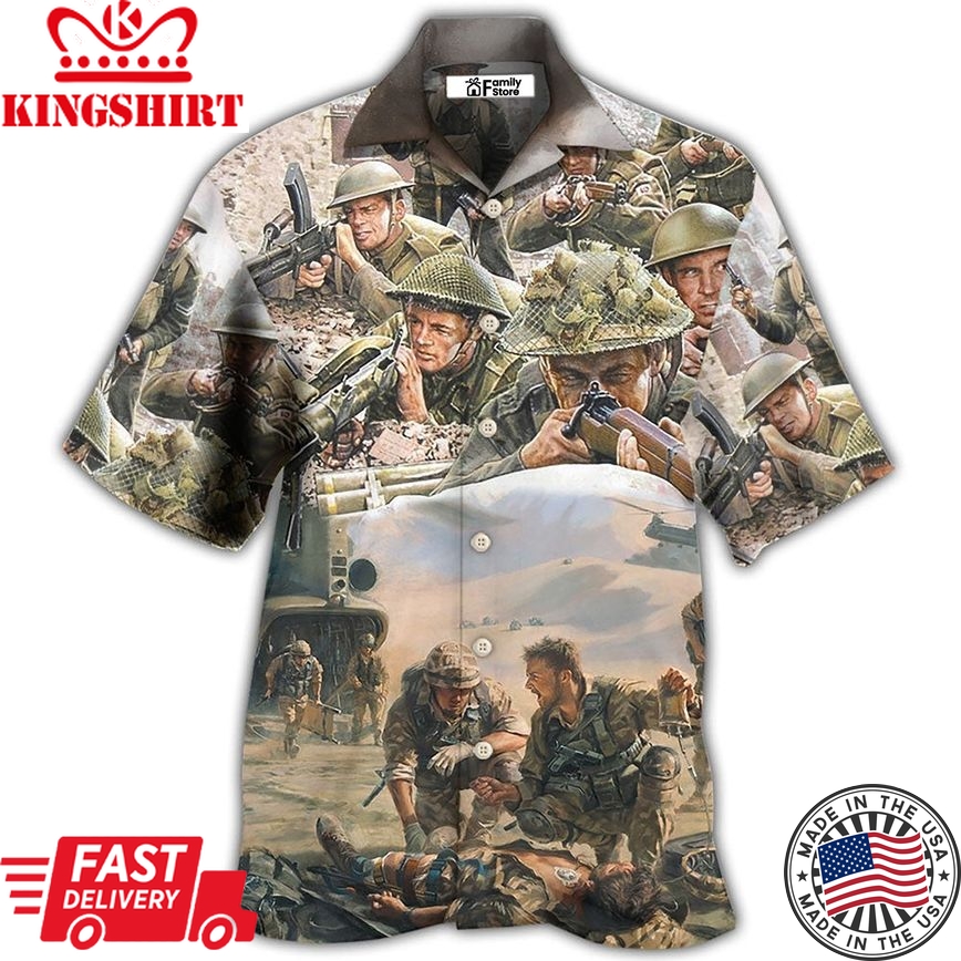 Veteran War Painting Fighting Together - Hawaiian Shirt