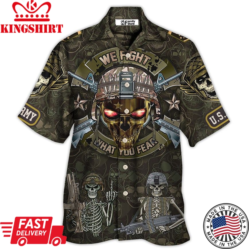 Veteran We Fight What You Fear Skull - Hawaiian Shirt