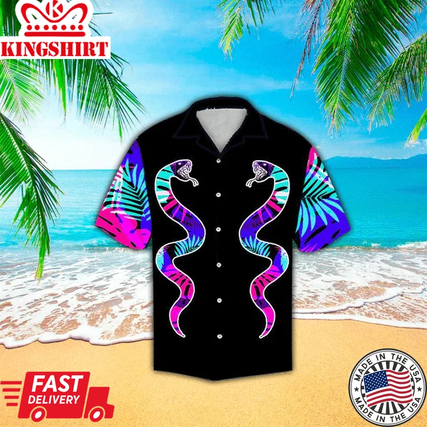 Vibrant Snakes Trendy Hawaiian Shirt Summer Button Summer Gifts