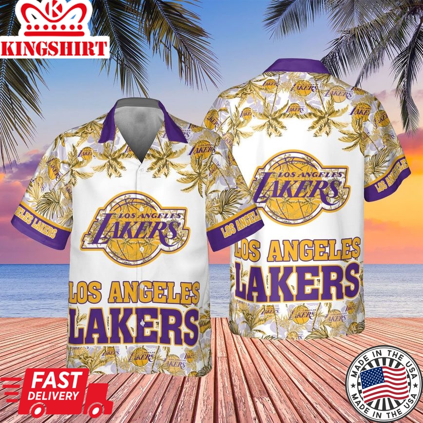 Vibrant Themed Hawaiian Shirt Los Angeles Lakers