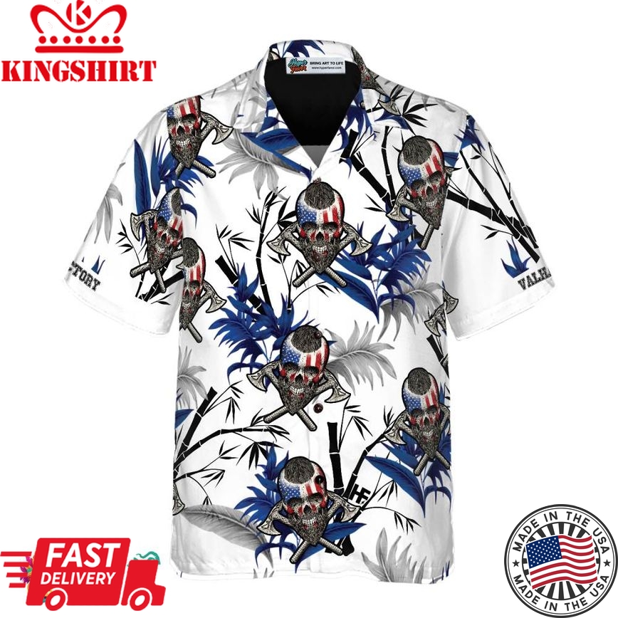 Victory Or Valhalla Viking White Hawaiian Shirt