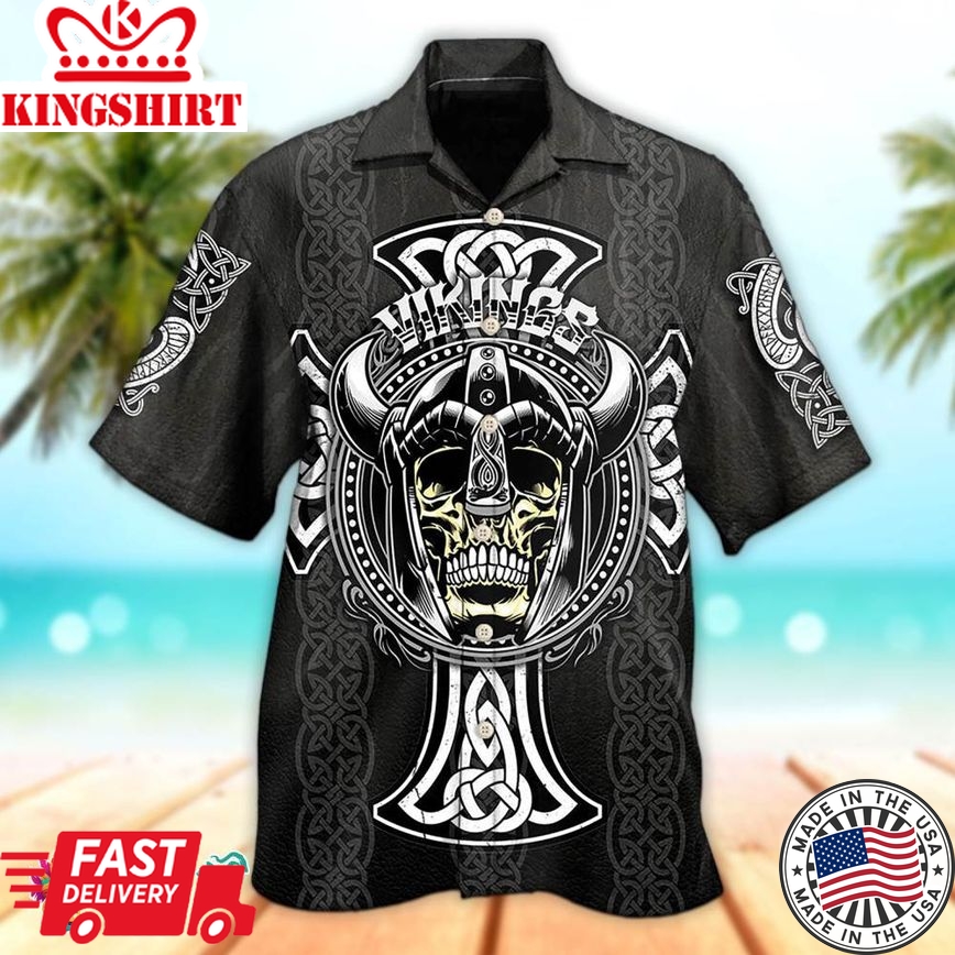 Viking Cool Pattern Black Style Hawaiian Aloha Beach Shirt