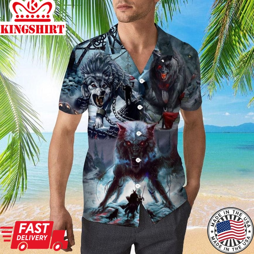 Viking Fenrir Wolf Trendy Hawaiian Shirt