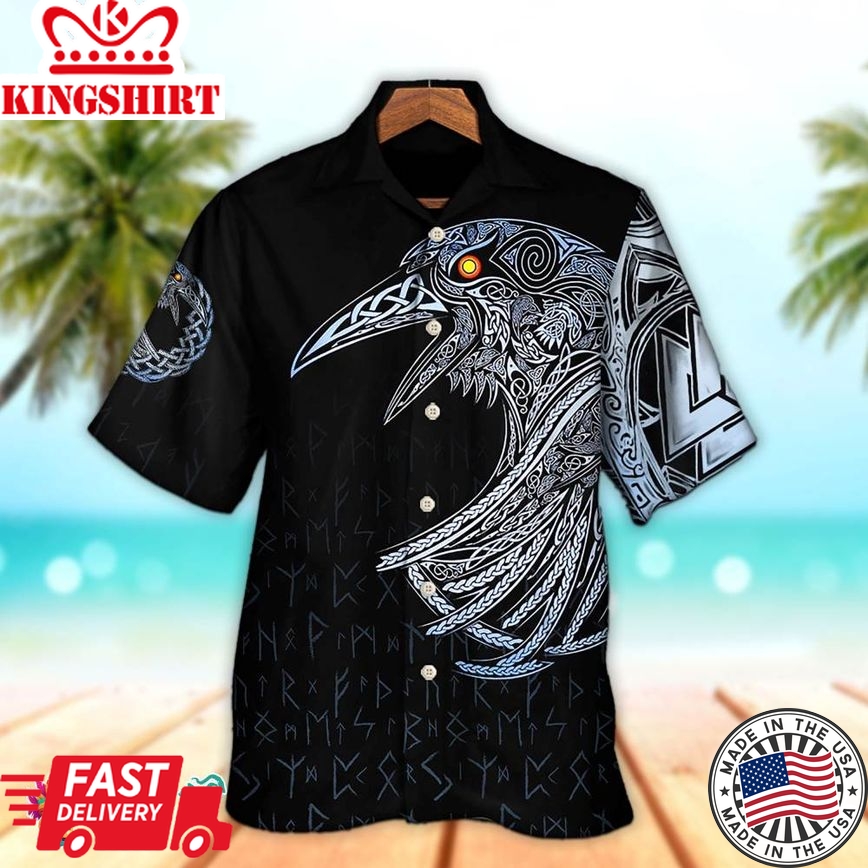 Viking Huginn And Muninn Birds Norse Hawaiian Aloha Beach Shirt