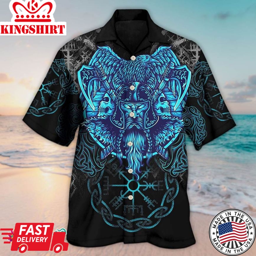 Viking King Blue Art Hawaiian Aloha Beach Shirt