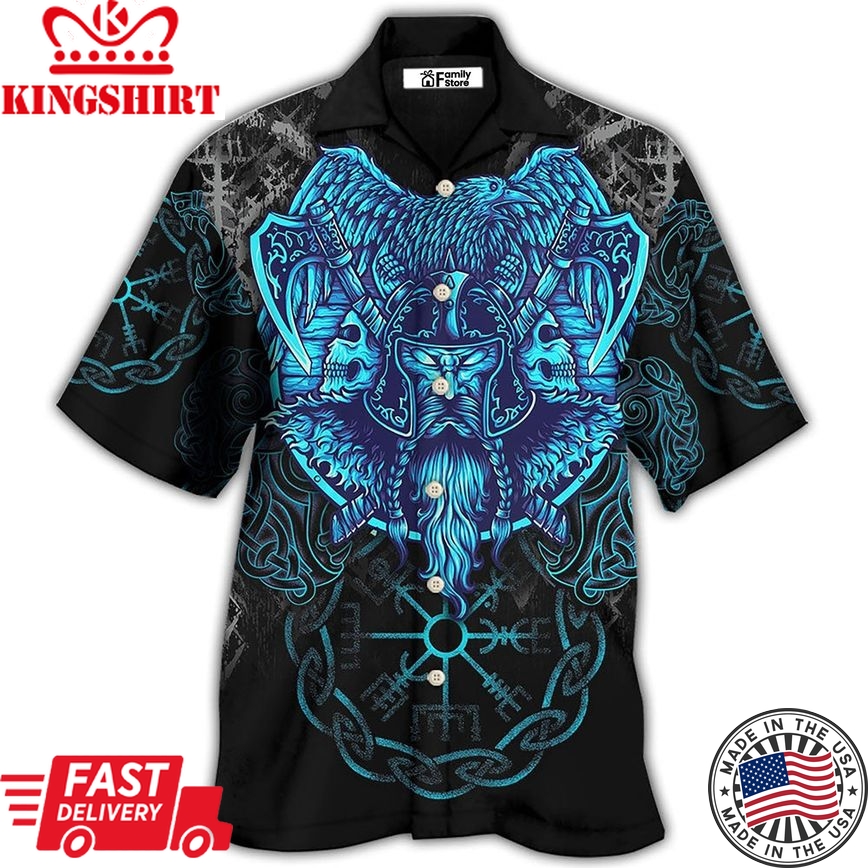 Viking King Blue Art Hawaiian Shirt