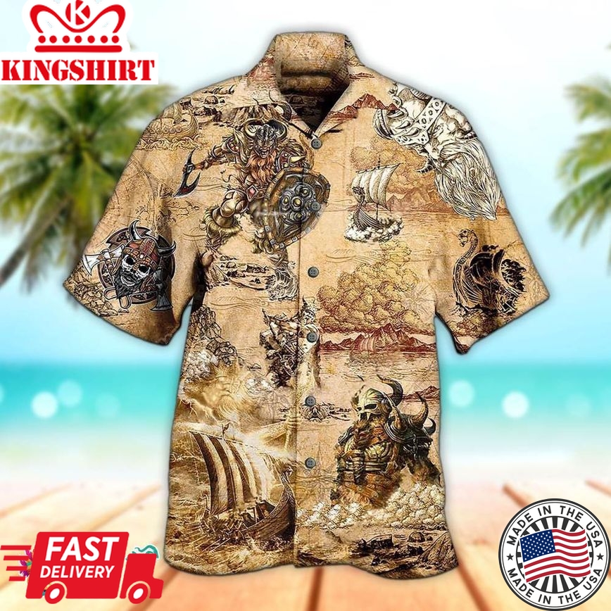 Viking Map War Hawaiian Aloha Beach Shirt