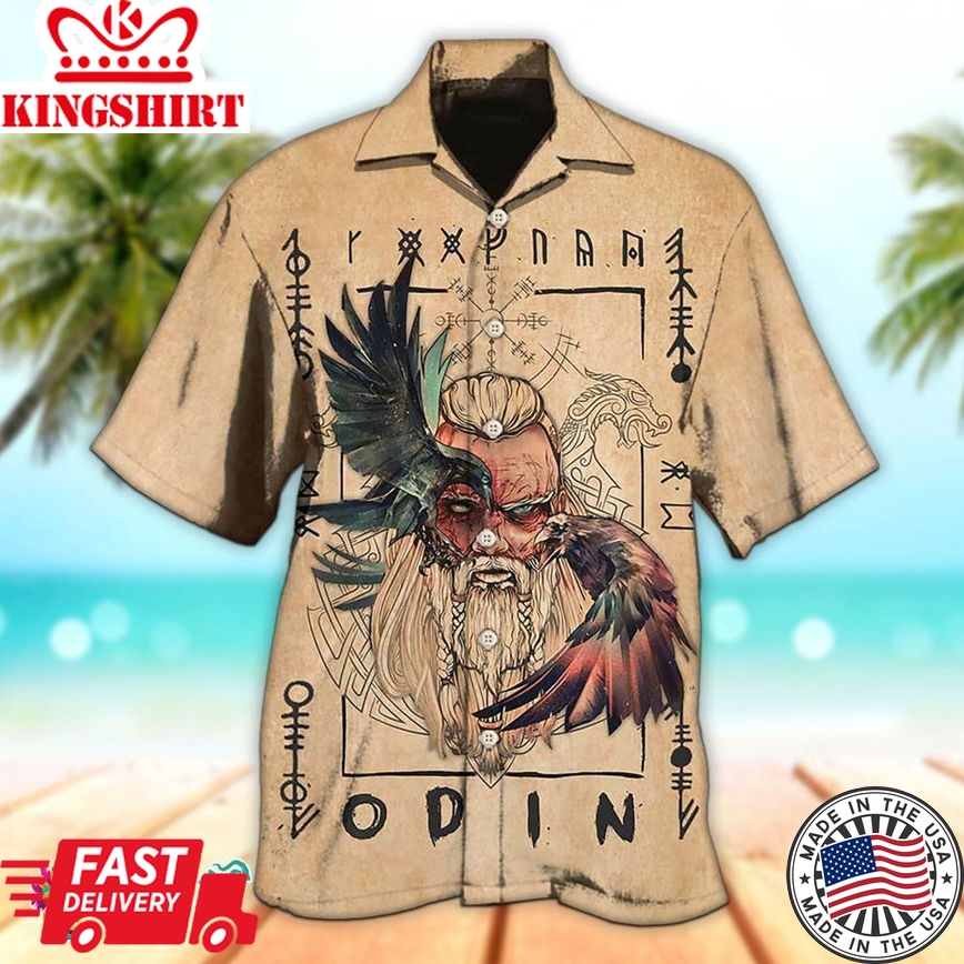 Viking Odin Sign Old Man Viking Hawaiian Aloha Beach Shirt