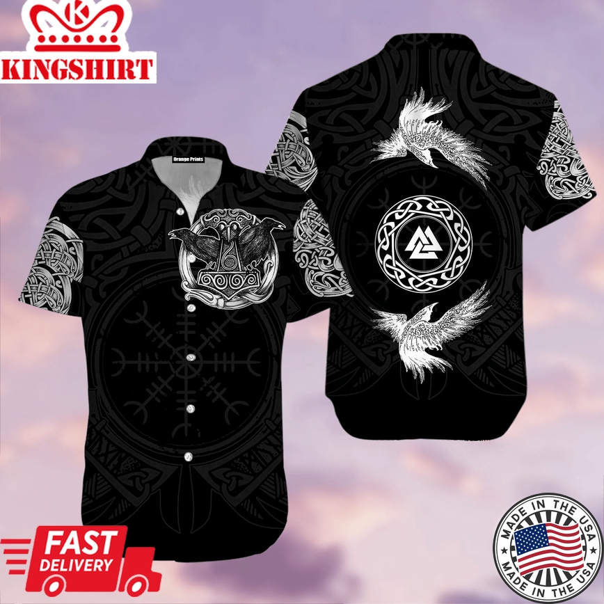 Viking Raven Norse Trendy Hawaiian Shirt For