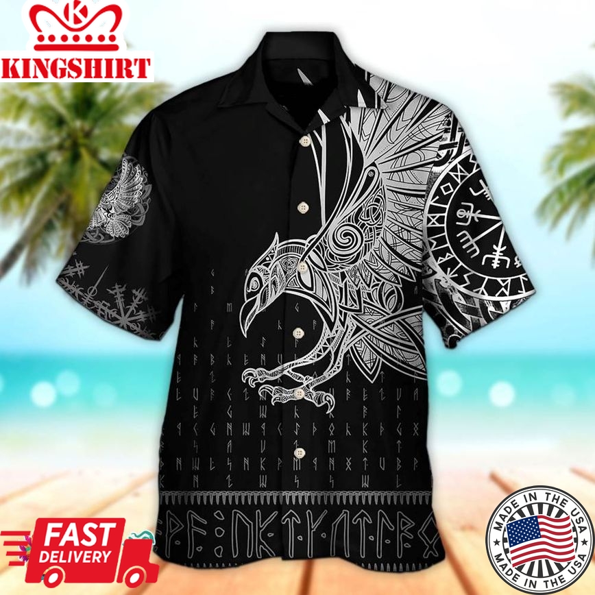 Viking Raven Odin Victory Hawaiian Aloha Beach Shirt