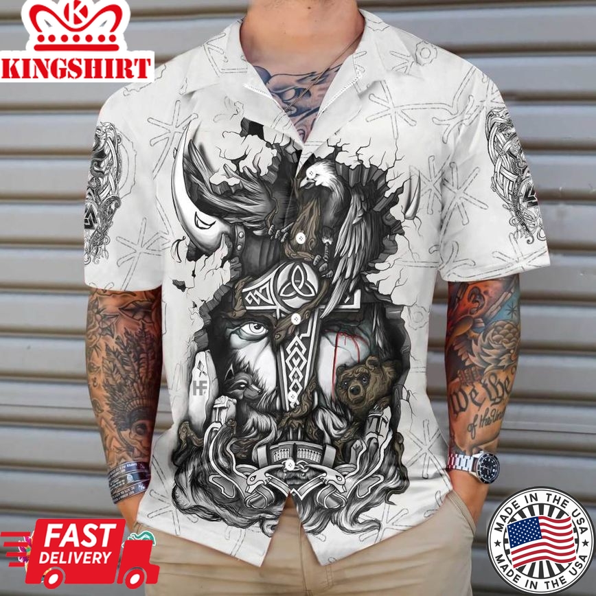 Viking Tattoo Hawaiian Shirt, Viking Odin Shirt For Men And Women